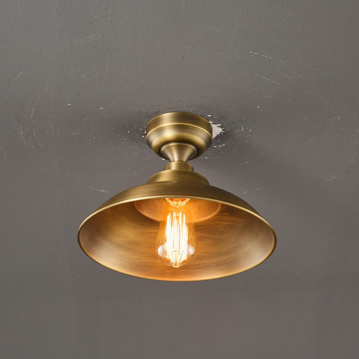 Aldorno Ceiling Lamp – Antique Brass Dome Shade Semi-Flush Modern Ceiling Light