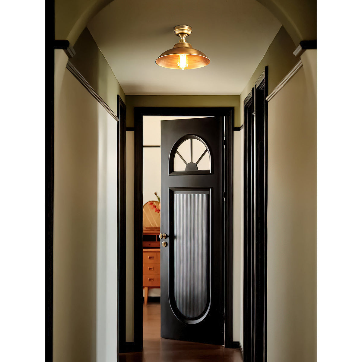 Aldorno Ceiling Lamp – Antique Brass Dome Shade Semi-Flush Modern Ceiling Light