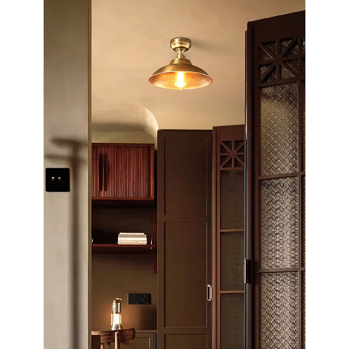 Aldorno Ceiling Lamp – Antique Brass Dome Shade Semi-Flush Modern Ceiling Light