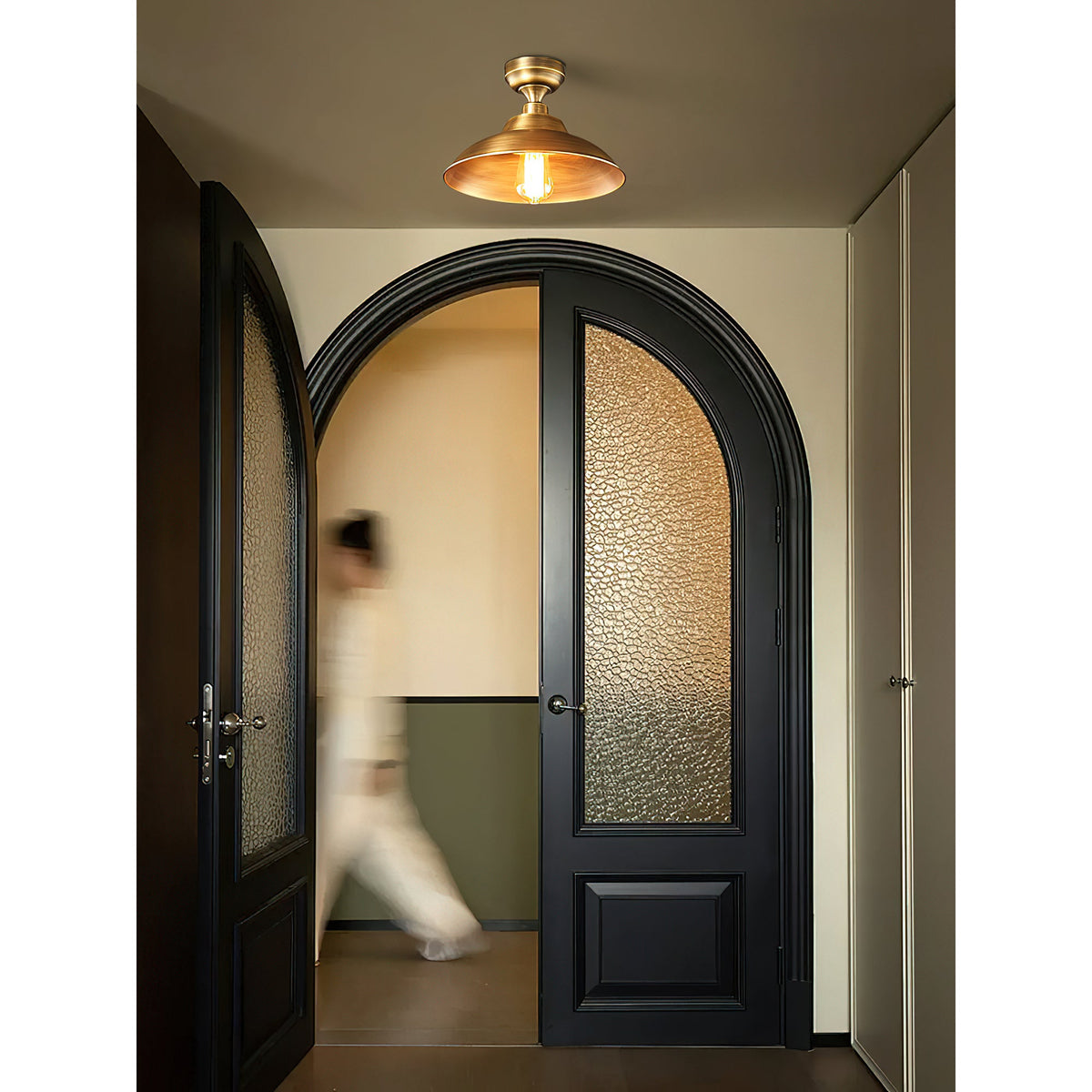 Aldorno Ceiling Lamp – Antique Brass Dome Shade Semi-Flush Modern Ceiling Light