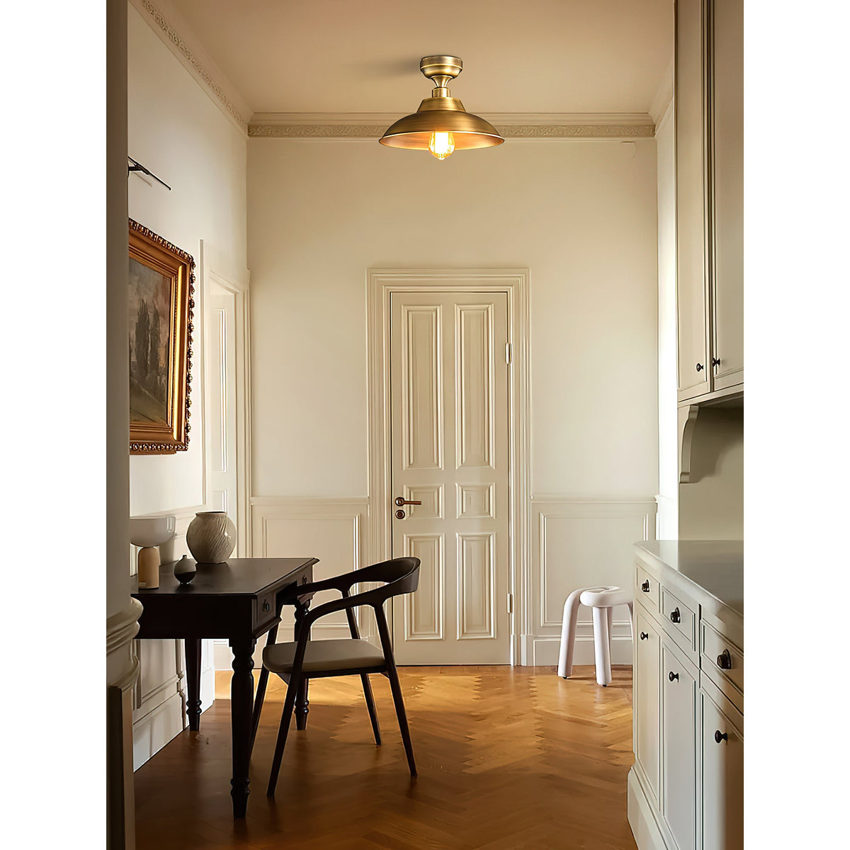 Aldorno Ceiling Lamp – Antique Brass Dome Shade Semi-Flush Modern Ceiling Light