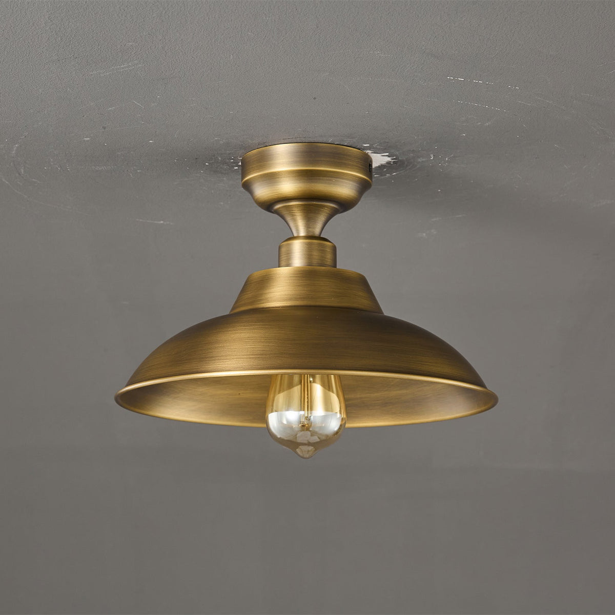 Aldorno Ceiling Lamp – Antique Brass Dome Shade Semi-Flush Modern Ceiling Light