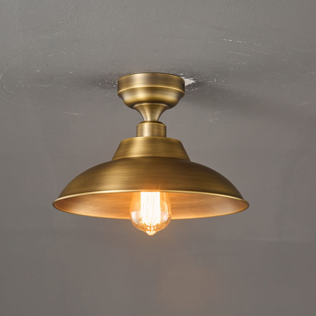 Aldorno Ceiling Lamp – Antique Brass Dome Shade Semi-Flush Modern Ceiling Light
