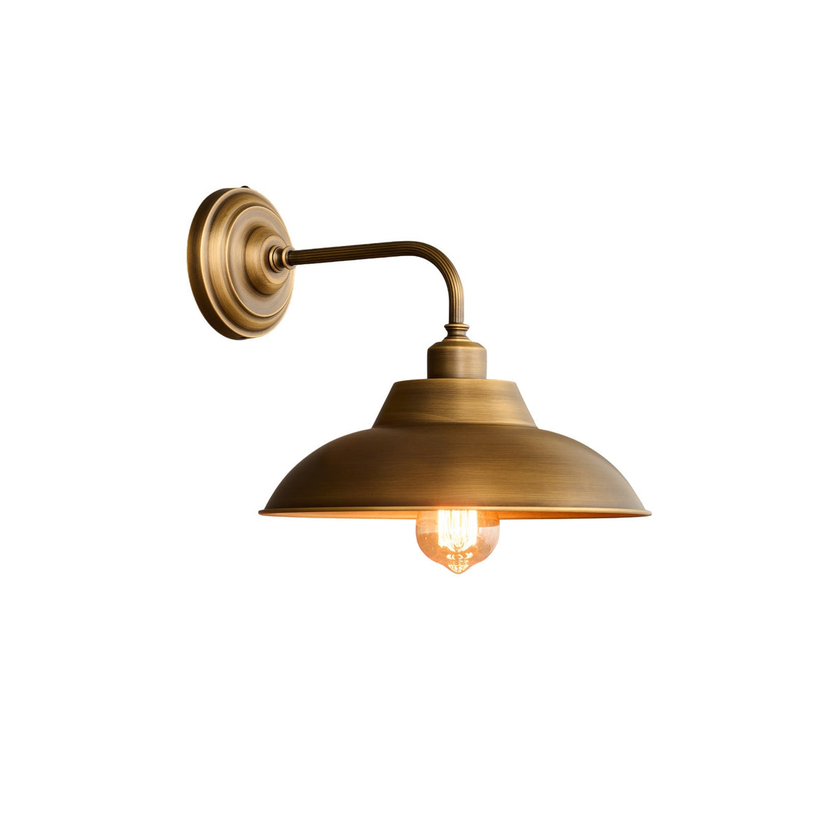 Aldorno Wall Lamp – Antique Brass & Wide Round Shade Elegant Wall Sconce