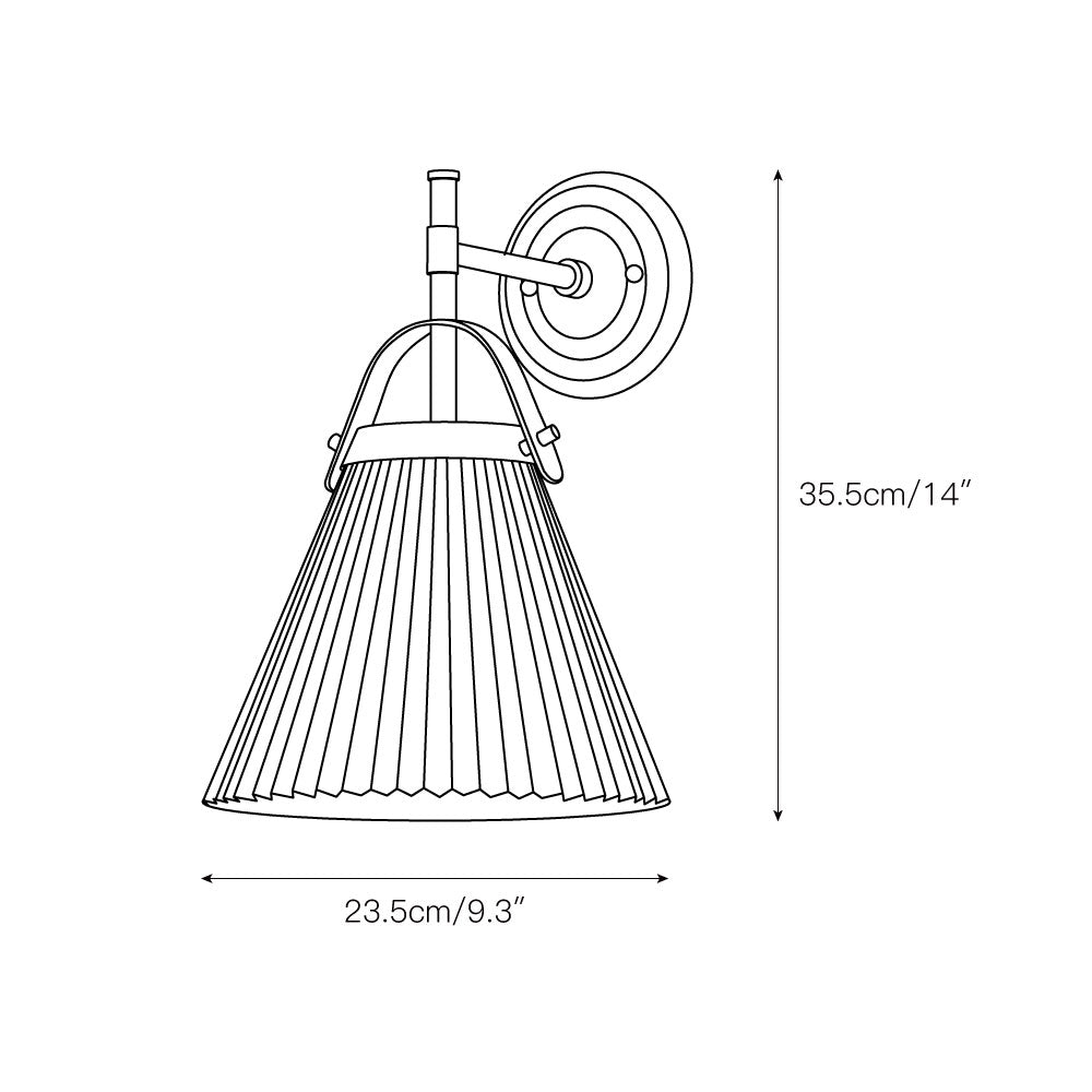 Demi Pleated Wall Lamp - Modern Brass & Fabric Cone Sconce