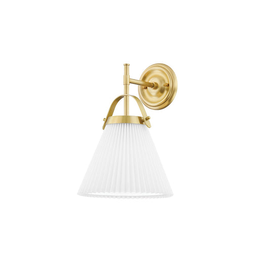 Demi Pleated Wall Lamp - Modern Brass & Fabric Cone Sconce