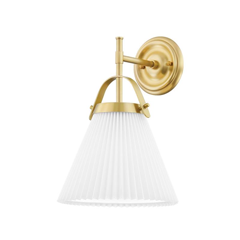 Demi Pleated Wall Lamp - Modern Brass & Fabric Cone Sconce