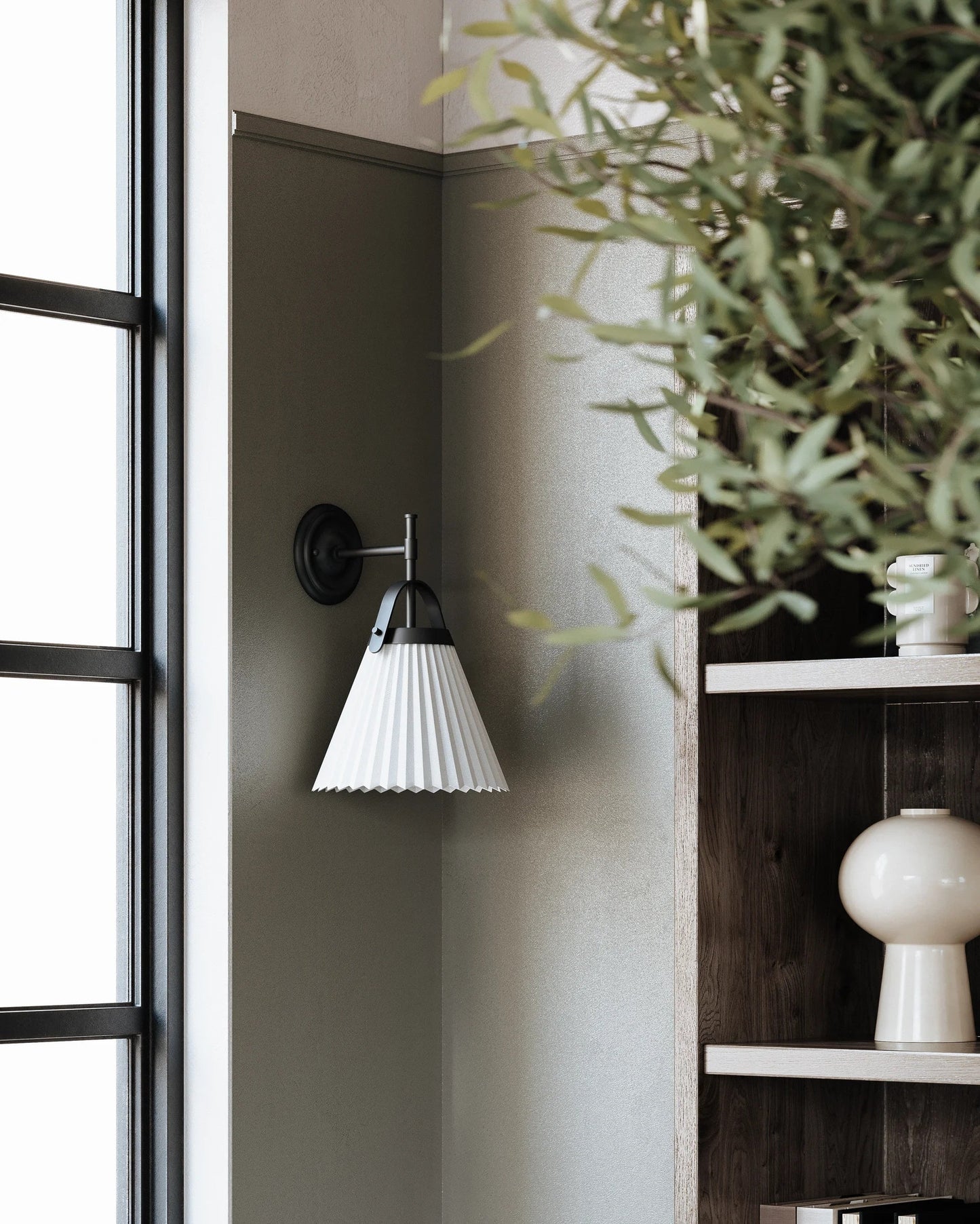 Demi Pleated Wall Lamp - Modern Brass & Fabric Cone Sconce