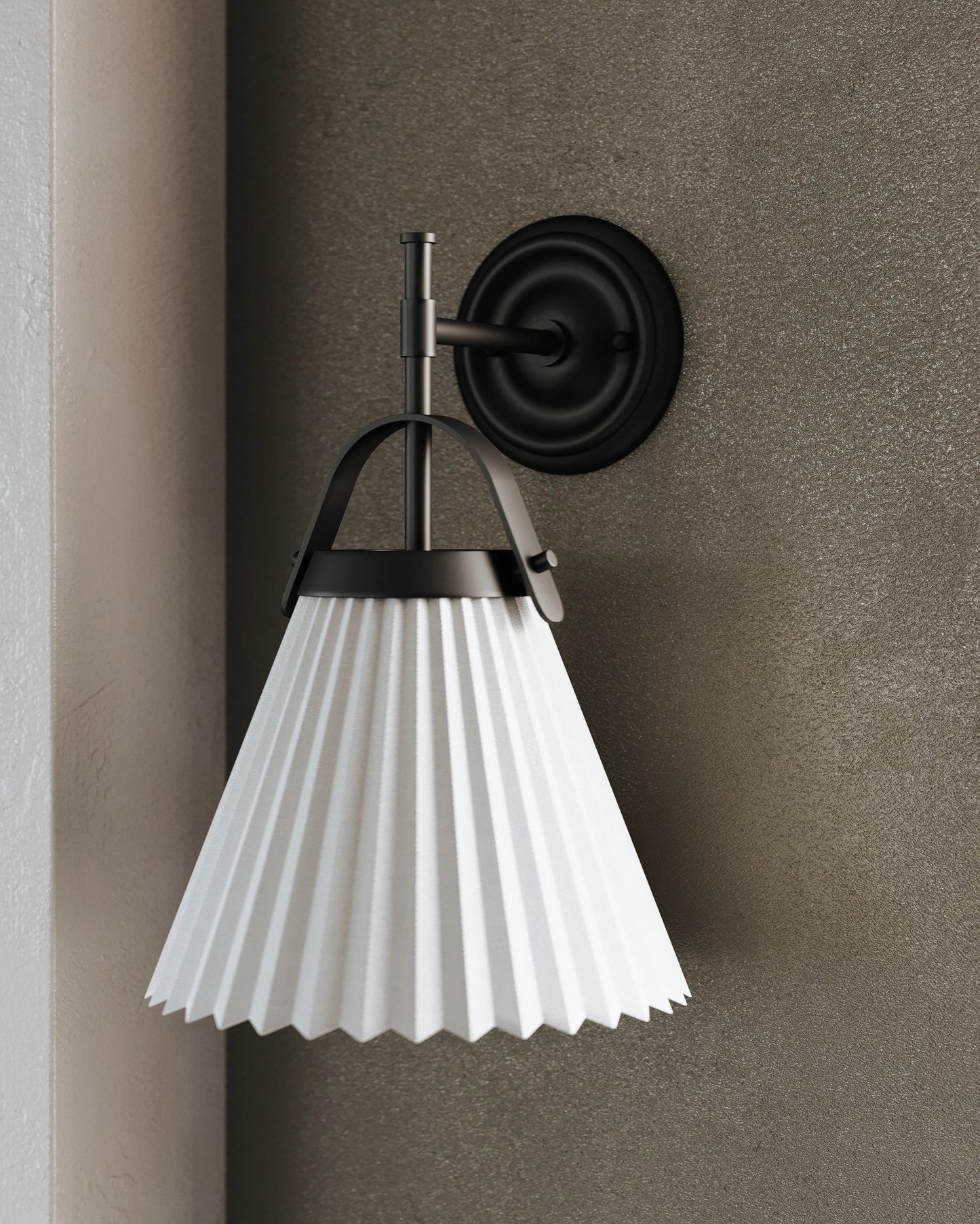 Demi Pleated Wall Lamp - Modern Brass & Fabric Cone Sconce