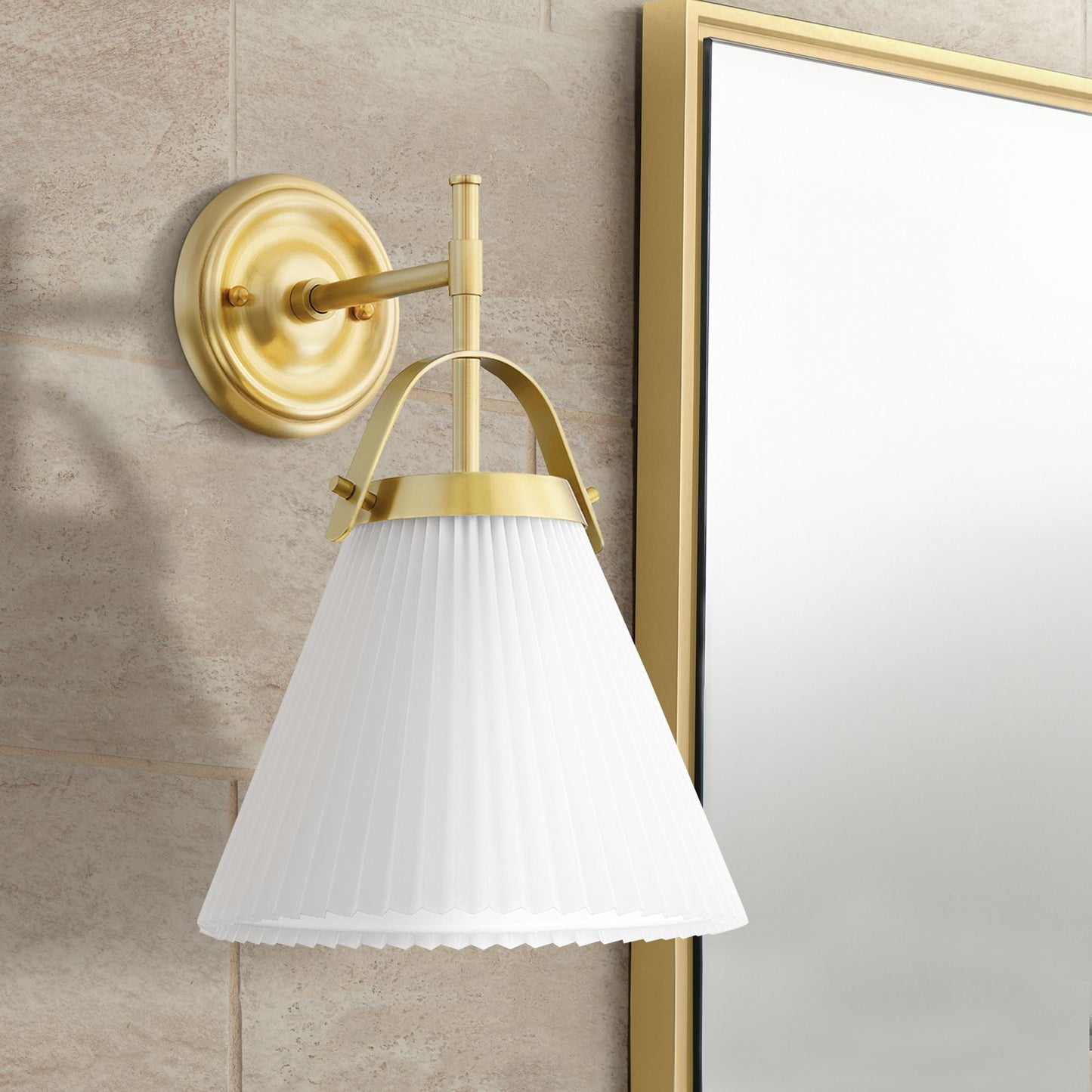 Demi Pleated Wall Lamp - Modern Brass & Fabric Cone Sconce