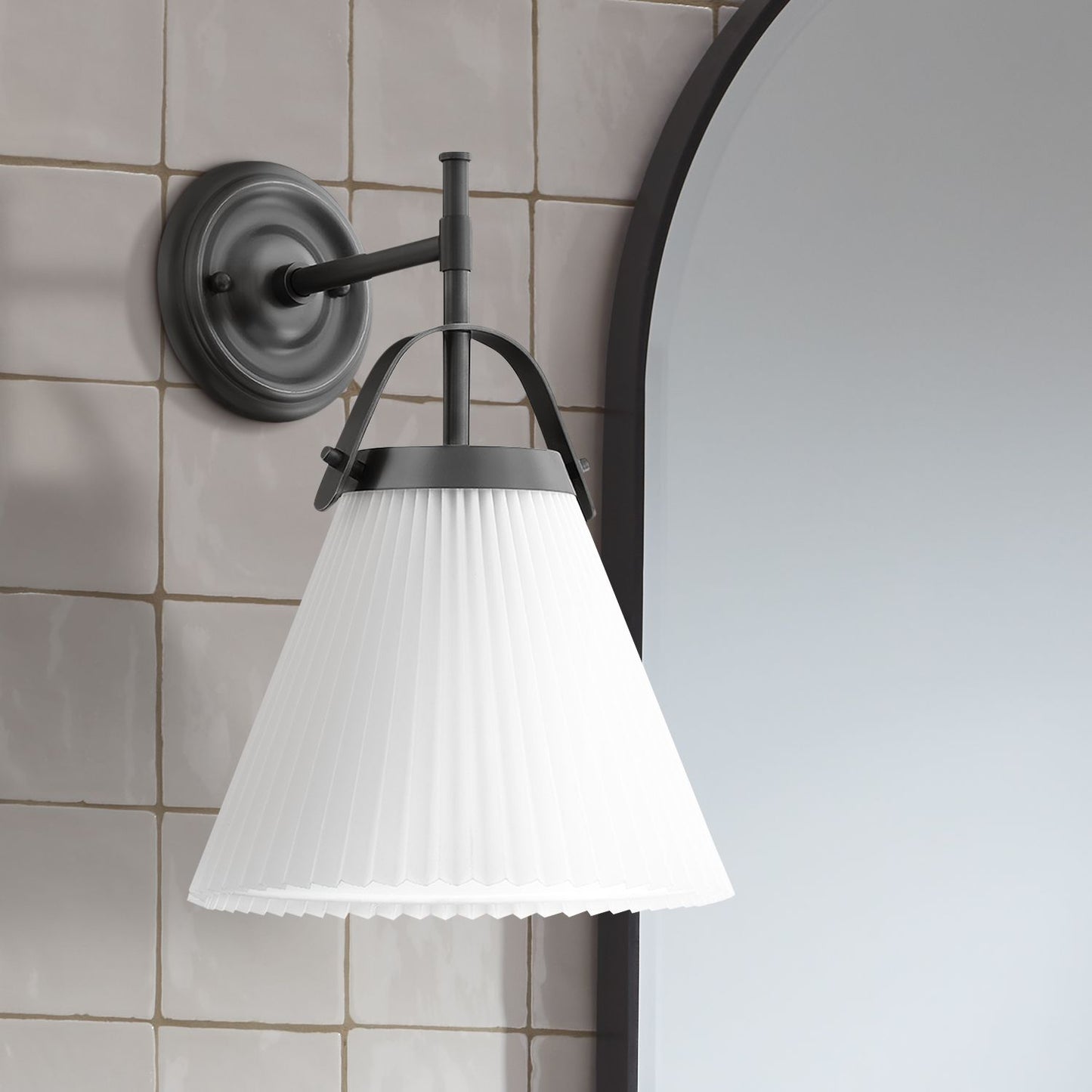 Demi Pleated Wall Lamp - Modern Brass & Fabric Cone Sconce