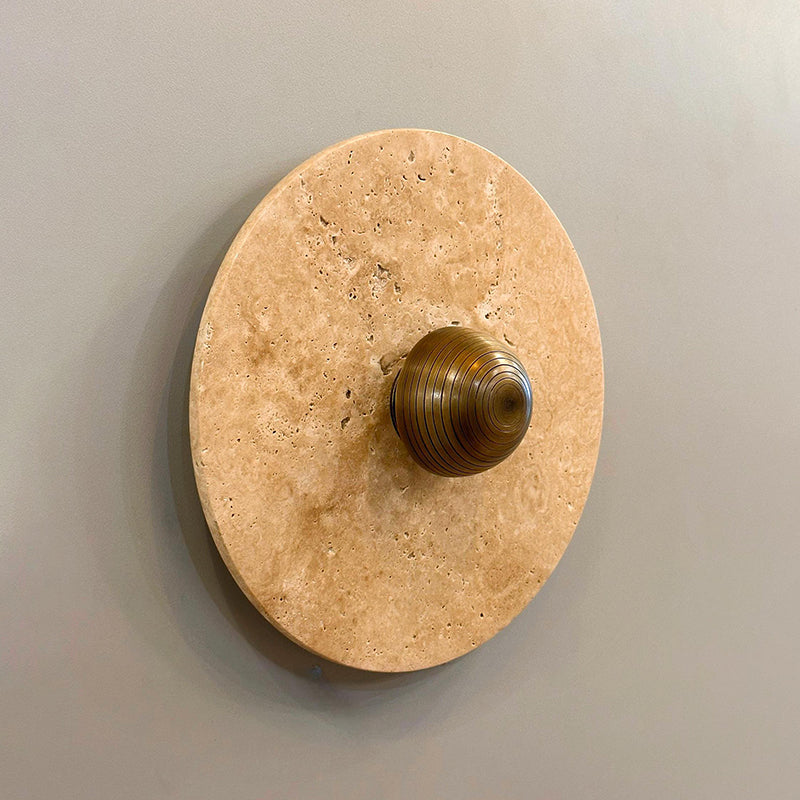Alese Travertine Wall Lamp – Natural Stone & Mid-Century Modern Wall Sconce