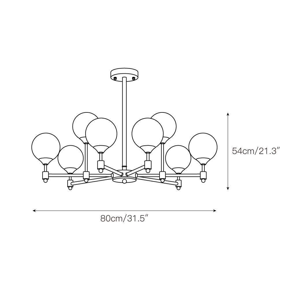 Alessio Globe Chandelier – Fine-Grained Brass & Spherical Glass Modern Chandelier
