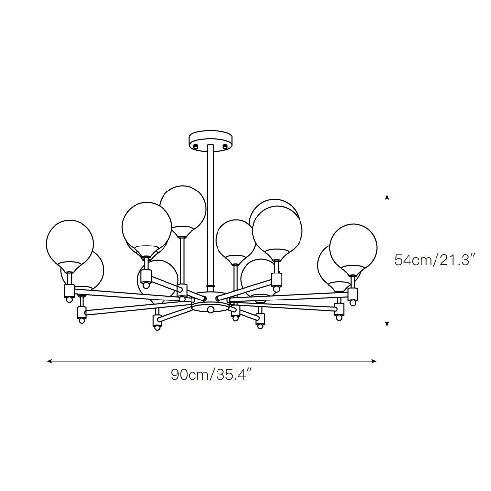 Alessio Globe Chandelier – Fine-Grained Brass & Spherical Glass Modern Chandelier
