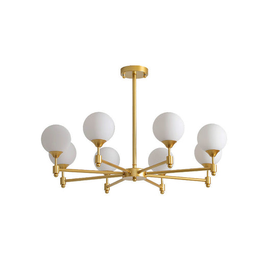 Alessio Globe Chandelier – Fine-Grained Brass & Spherical Glass Modern Chandelier