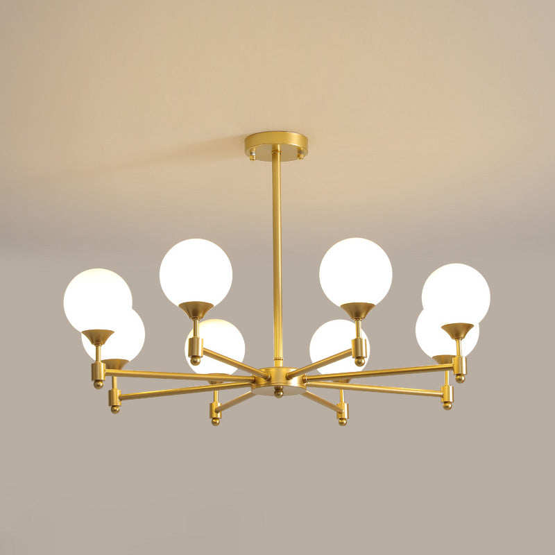 Alessio Globe Chandelier – Fine-Grained Brass & Spherical Glass Modern Chandelier