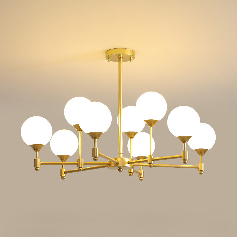 Alessio Globe Chandelier – Fine-Grained Brass & Spherical Glass Modern Chandelier