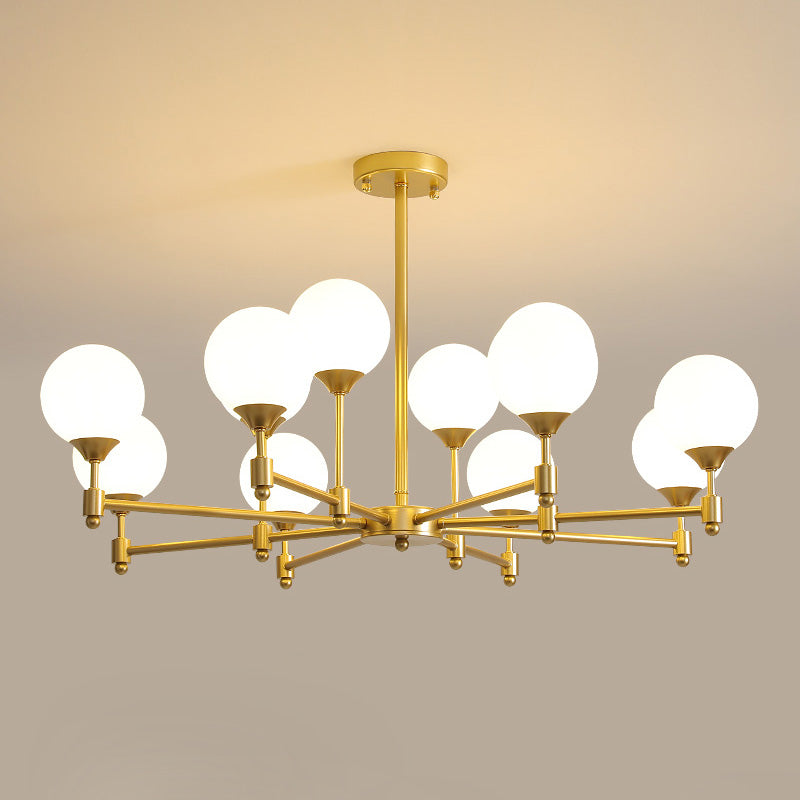 Alessio Globe Chandelier – Fine-Grained Brass & Spherical Glass Modern Chandelier