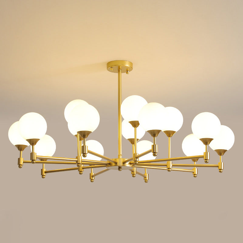 Alessio Globe Chandelier – Fine-Grained Brass & Spherical Glass Modern Chandelier