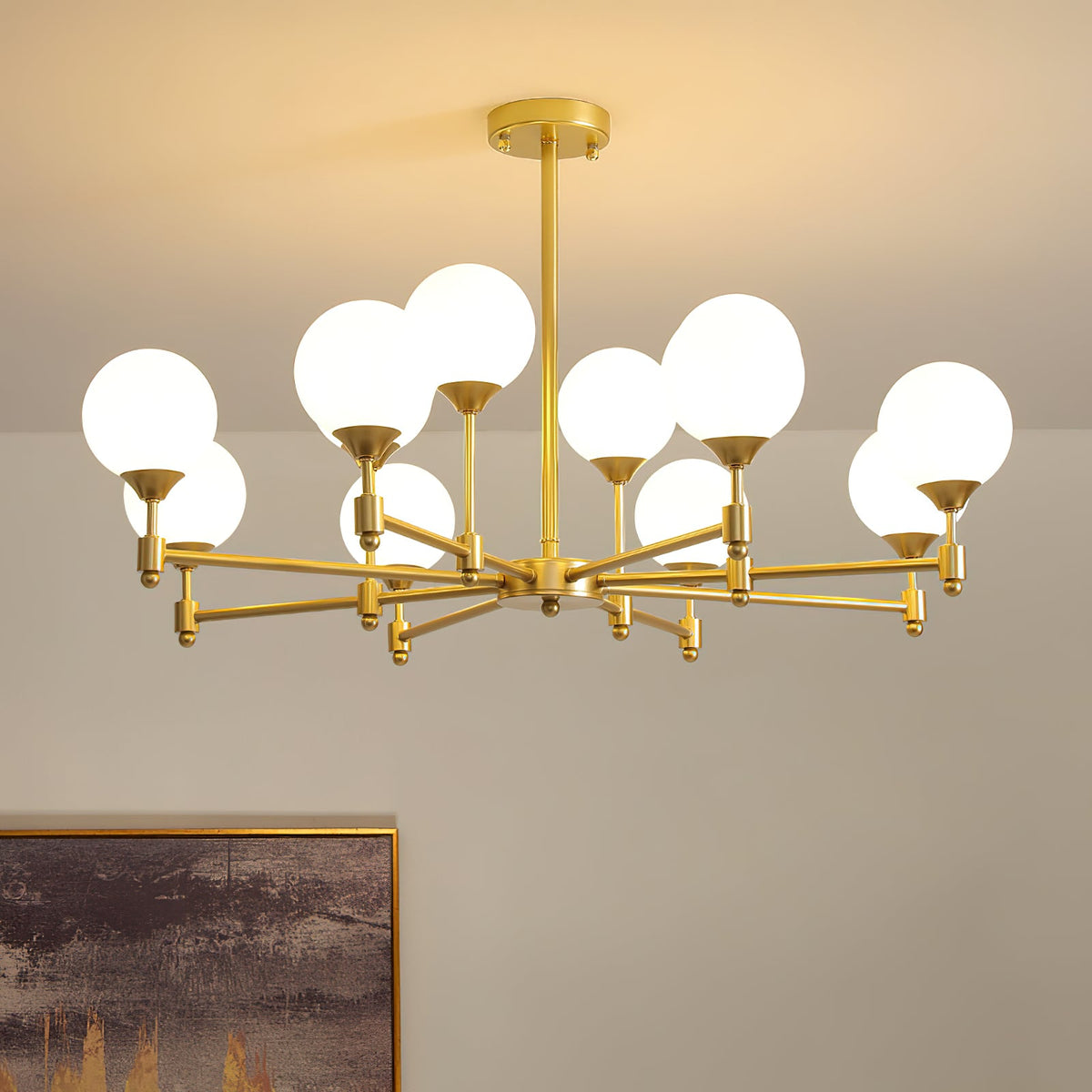 Alessio Globe Chandelier – Fine-Grained Brass & Spherical Glass Modern Chandelier