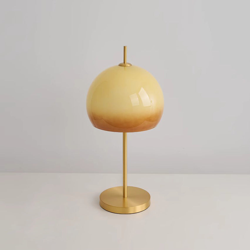 Alexander Table Lamp – Vintage 90s Mushroom Glass & Brass Bedside Table Light