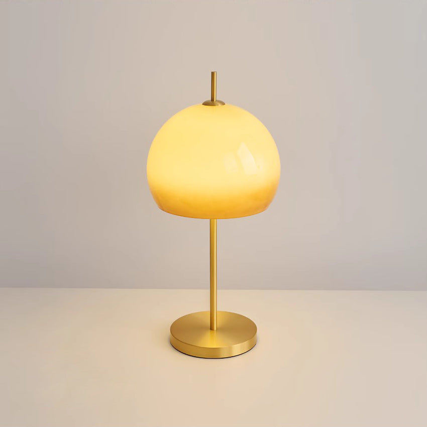Alexander Table Lamp – Vintage 90s Mushroom Glass & Brass Bedside Table Light