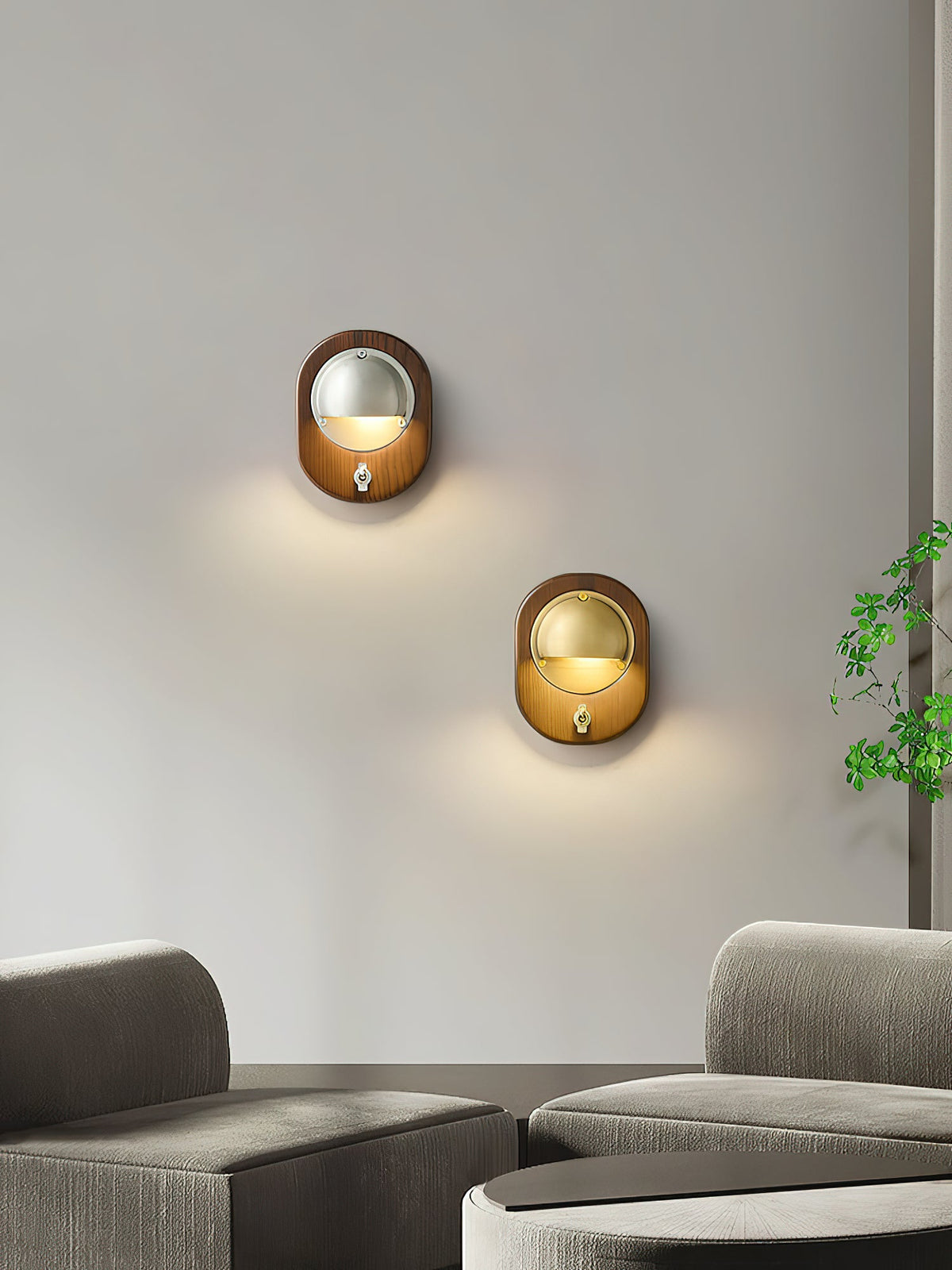 Alfi Wall Lamp – Natural Ash Wood & Metallic Shade Modern Wall Sconce