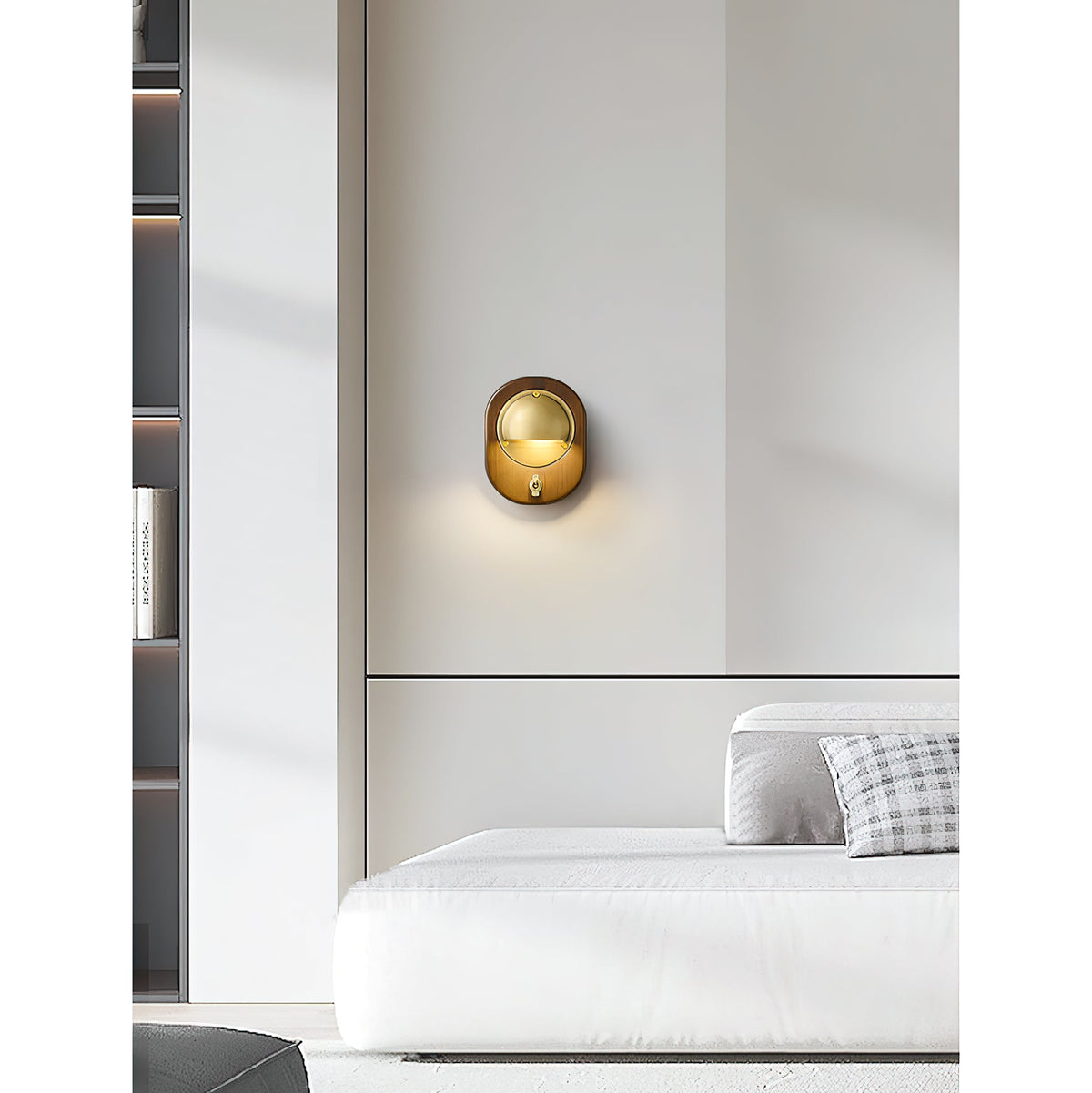 Alfi Wall Lamp – Natural Ash Wood & Metallic Shade Modern Wall Sconce