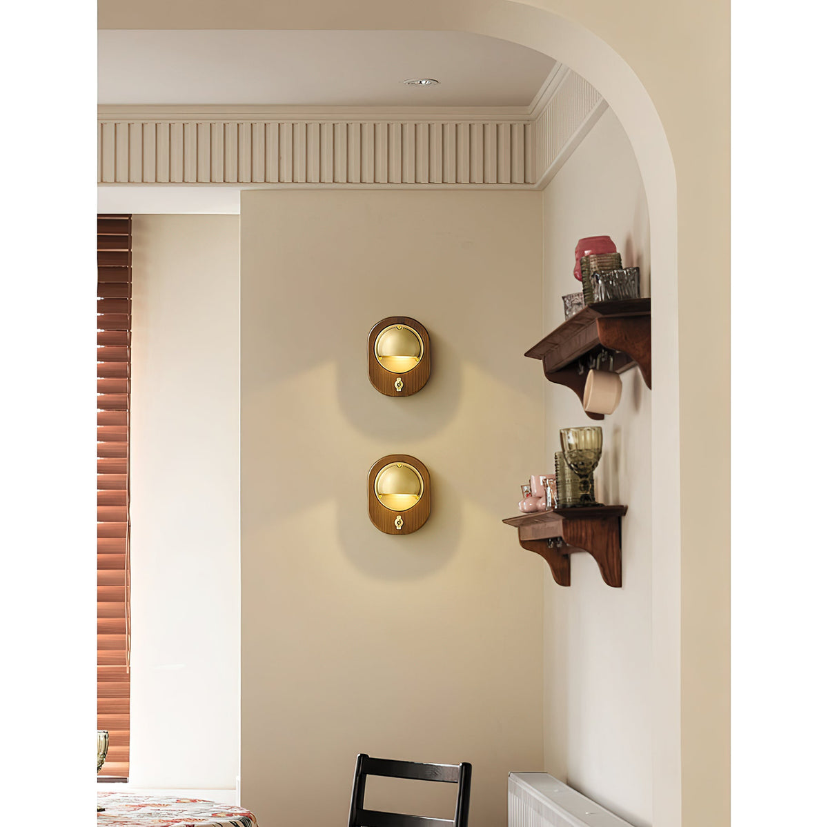 Alfi Wall Lamp – Natural Ash Wood & Metallic Shade Modern Wall Sconce