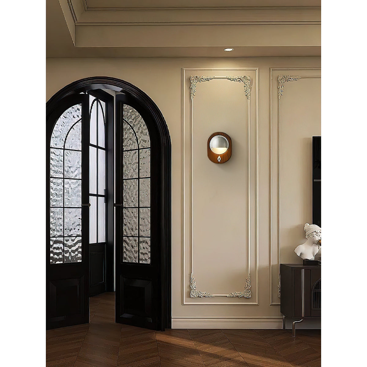 Alfi Wall Lamp – Natural Ash Wood & Metallic Shade Modern Wall Sconce