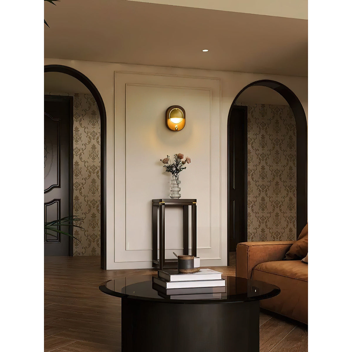 Alfi Wall Lamp – Natural Ash Wood & Metallic Shade Modern Wall Sconce