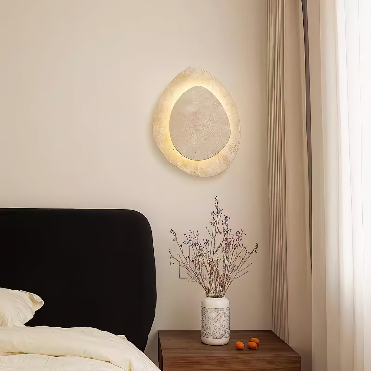 Alice Travertine Wall Lamp – Natural Stone Minimalist Modern Wall Sconce