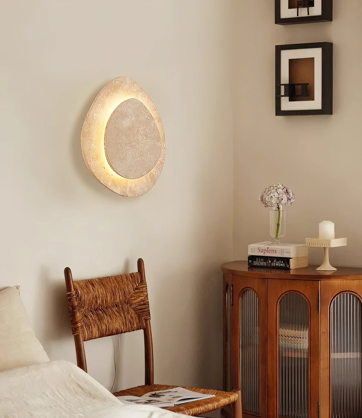 Alice Travertine Wall Lamp – Natural Stone Minimalist Modern Wall Sconce