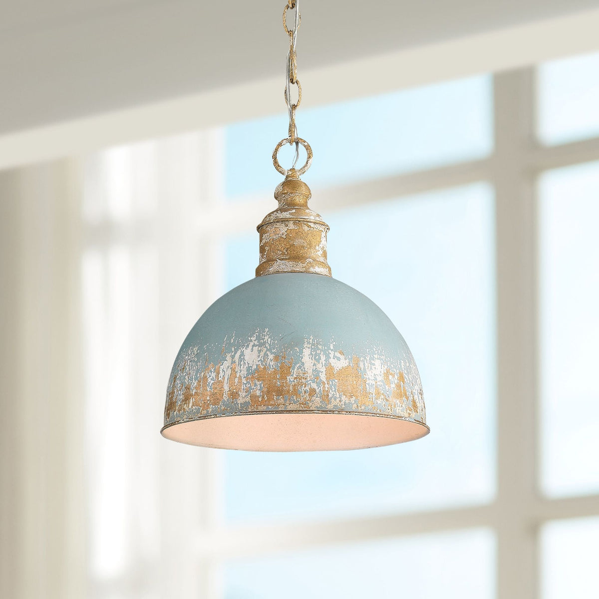Alison Pendant Light – Distressed Regal Metal & Antique Finish Pendant