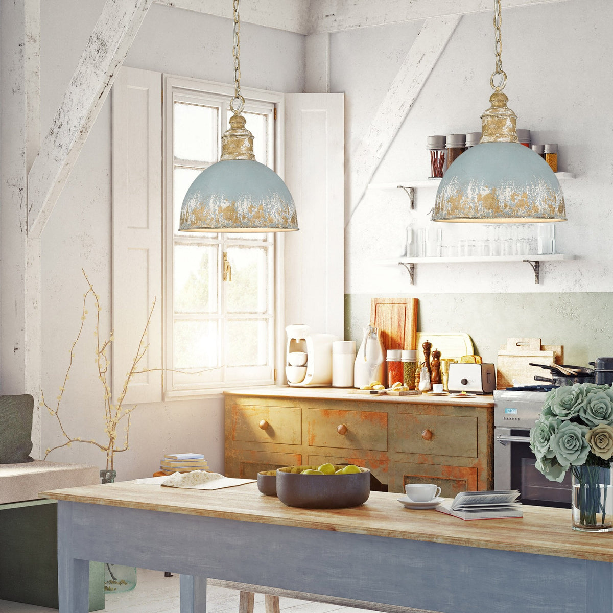 Alison Pendant Light – Distressed Regal Metal & Antique Finish Pendant