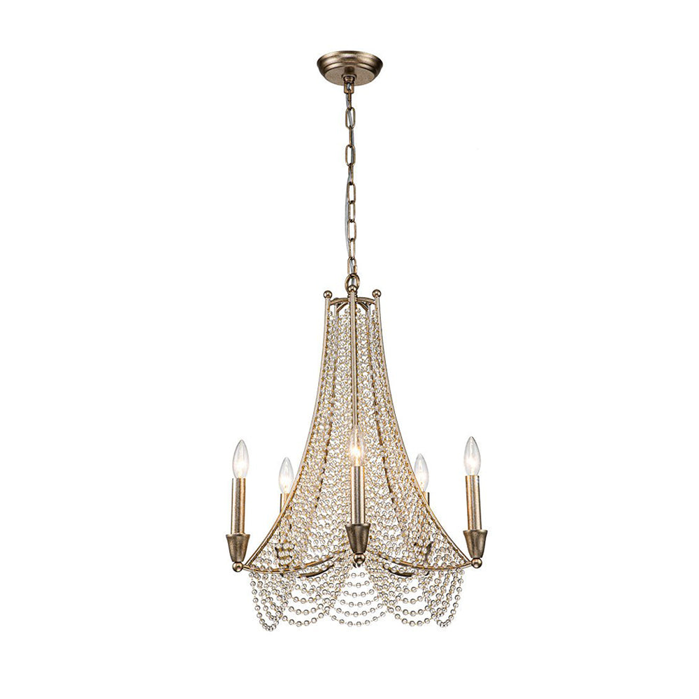 Allenglade Crystal Chandelier – Slender Antique Gold & Multi-Faceted Crystal Jewel Chandelier