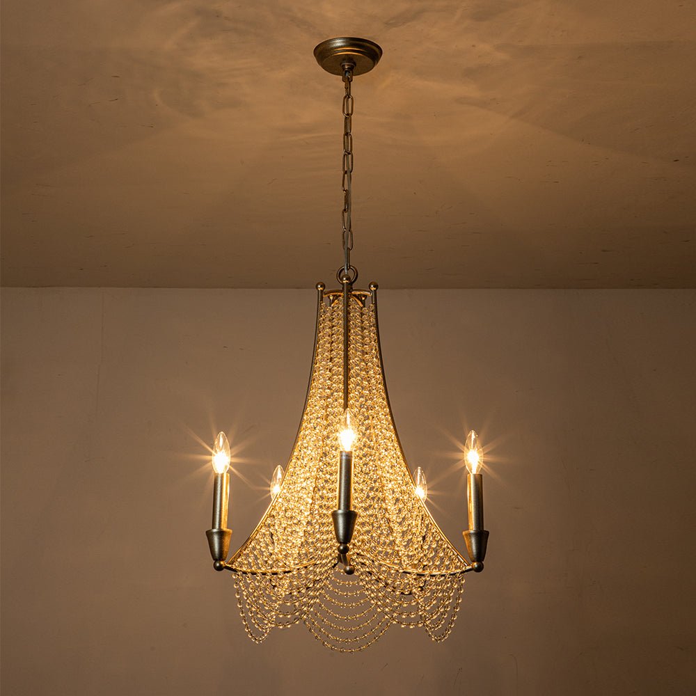 Allenglade Crystal Chandelier – Slender Antique Gold & Multi-Faceted Crystal Jewel Chandelier