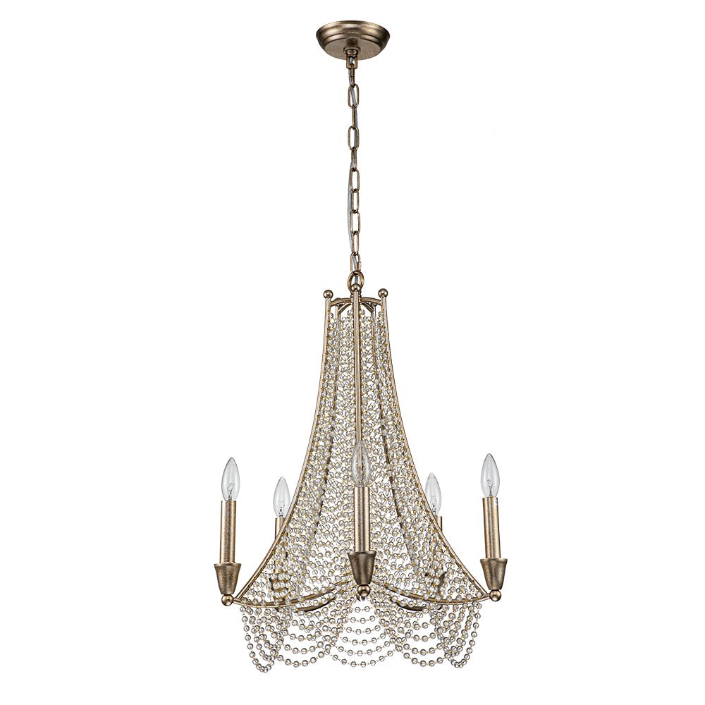 Allenglade Crystal Chandelier – Slender Antique Gold & Multi-Faceted Crystal Jewel Chandelier