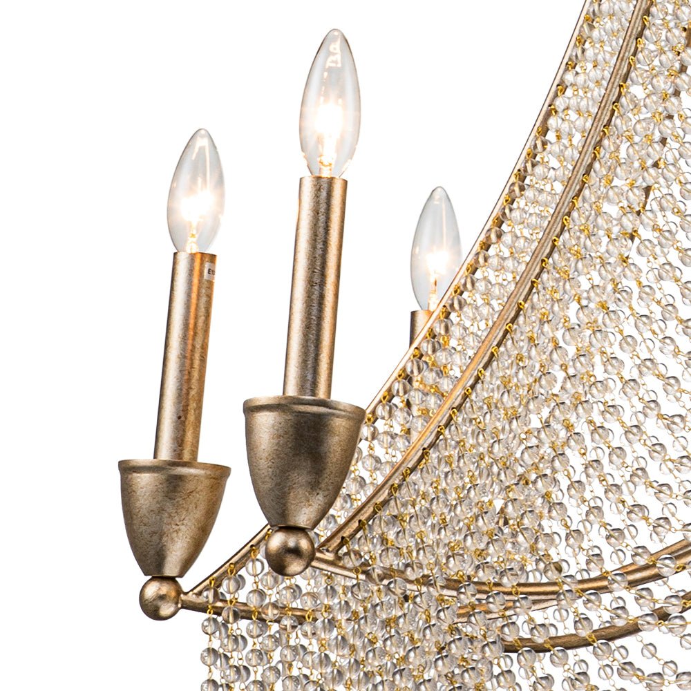 Allenglade Crystal Chandelier – Slender Antique Gold & Multi-Faceted Crystal Jewel Chandelier