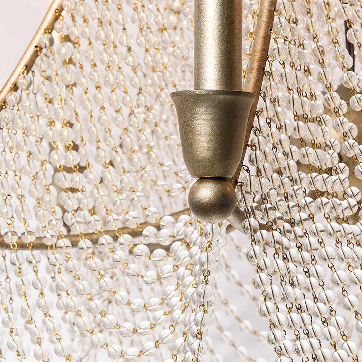 Allenglade Crystal Chandelier – Slender Antique Gold & Multi-Faceted Crystal Jewel Chandelier