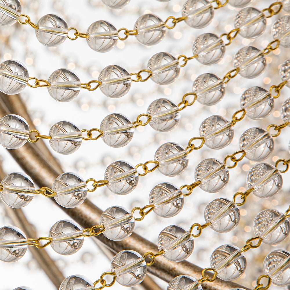 Allenglade Crystal Chandelier – Slender Antique Gold & Multi-Faceted Crystal Jewel Chandelier