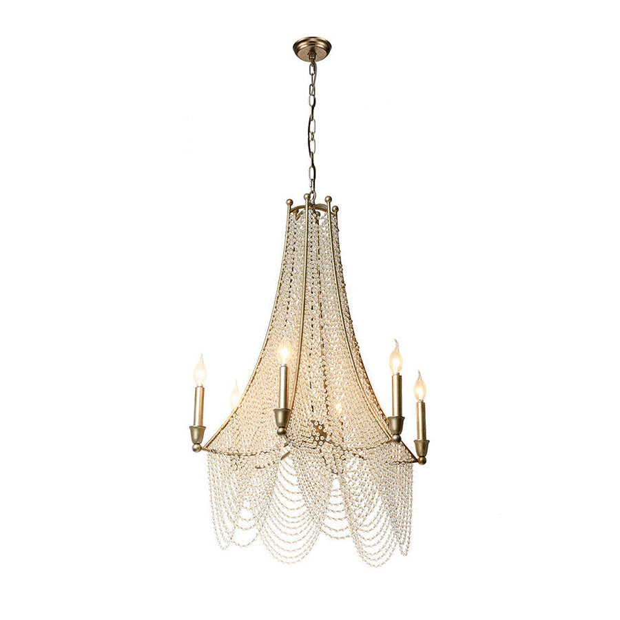 Allenglade Crystal Chandelier – Slender Antique Gold & Multi-Faceted Crystal Jewel Chandelier