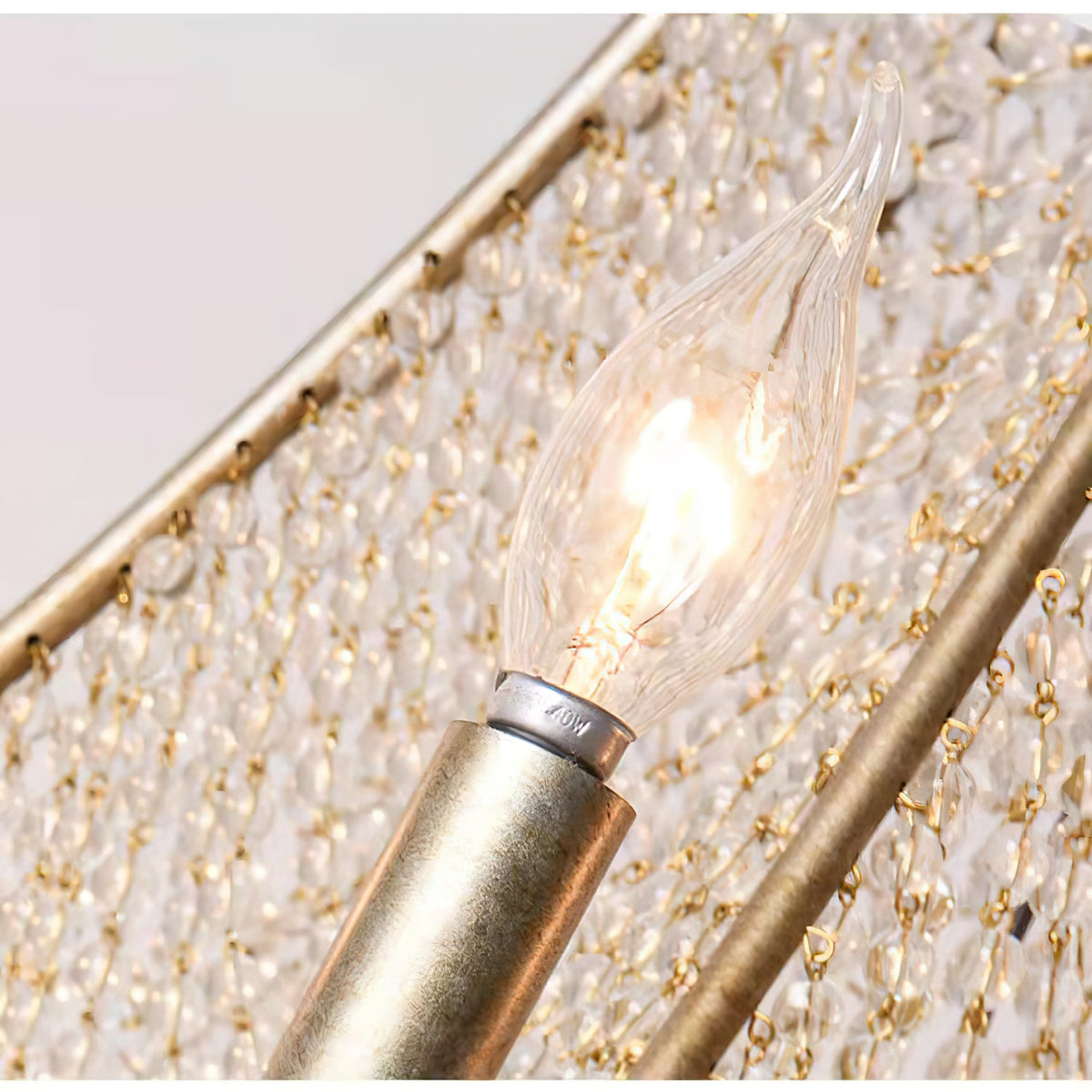 Allenglade Crystal Chandelier – Slender Antique Gold & Multi-Faceted Crystal Jewel Chandelier