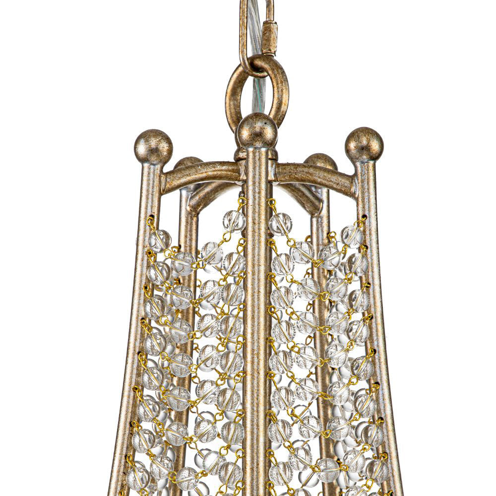 Allenglade Crystal Chandelier – Slender Antique Gold & Multi-Faceted Crystal Jewel Chandelier