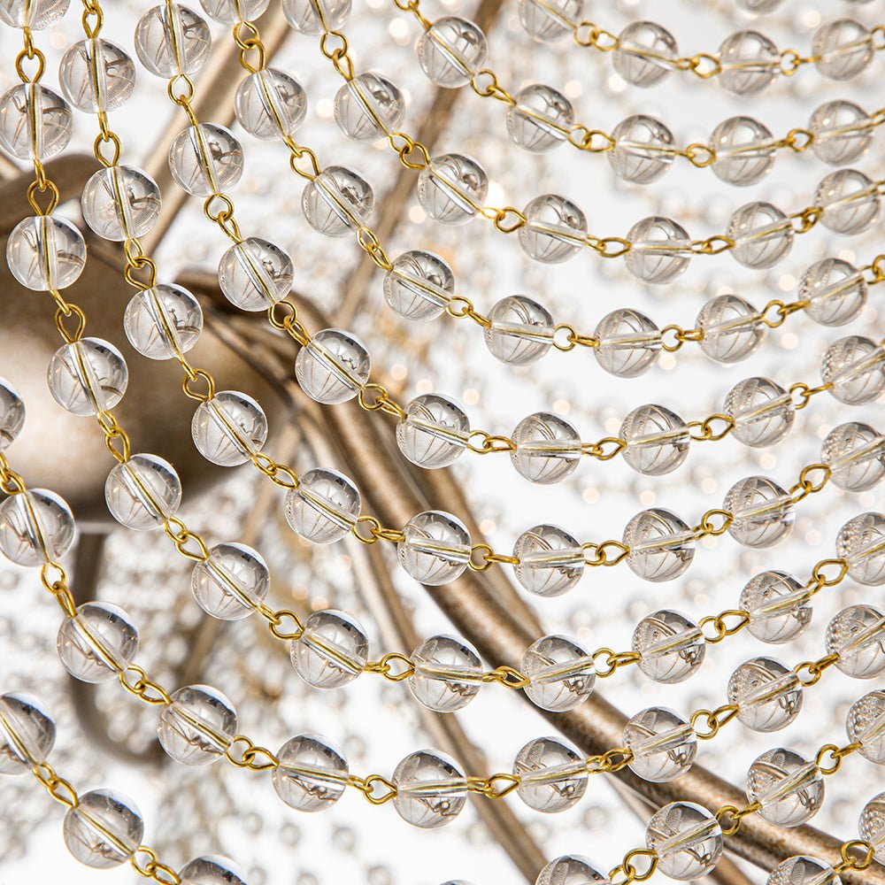 Allenglade Crystal Chandelier – Slender Antique Gold & Multi-Faceted Crystal Jewel Chandelier