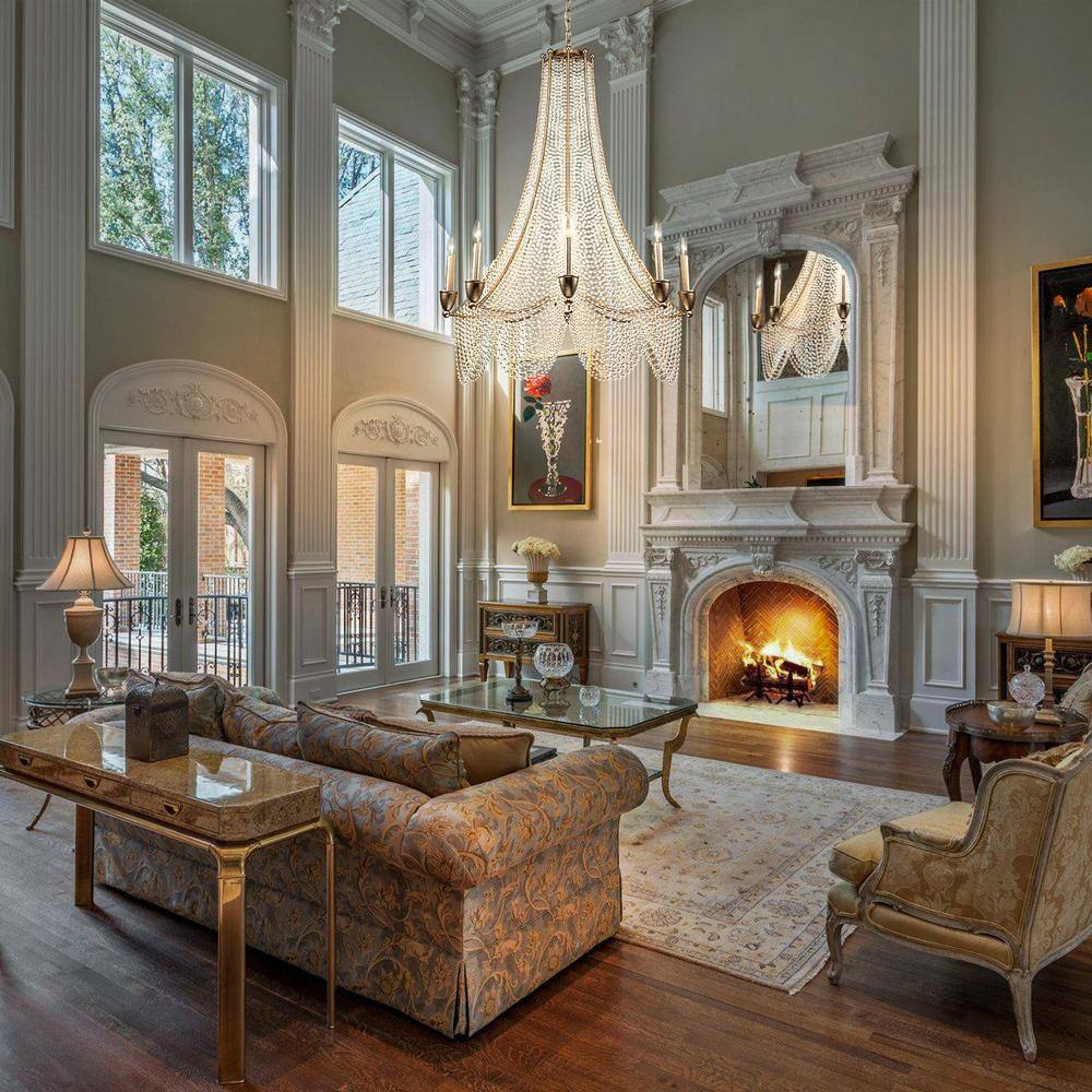 Allenglade Crystal Chandelier – Slender Antique Gold & Multi-Faceted Crystal Jewel Chandelier