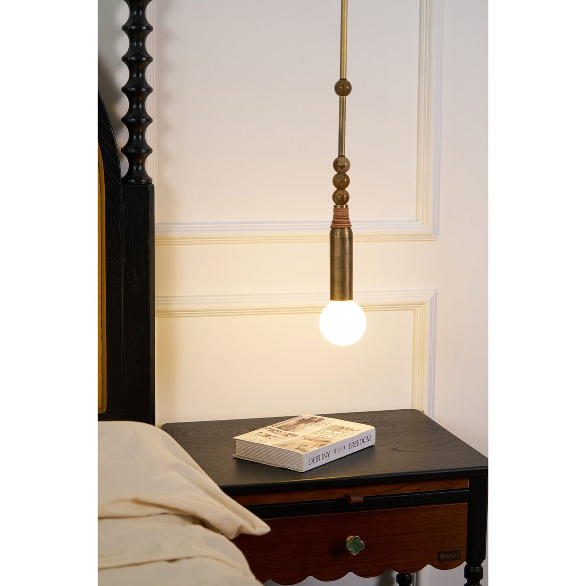 Allia Pendant Light – Natural Marble, Brass & Glass Conceptual Modern Pendant
