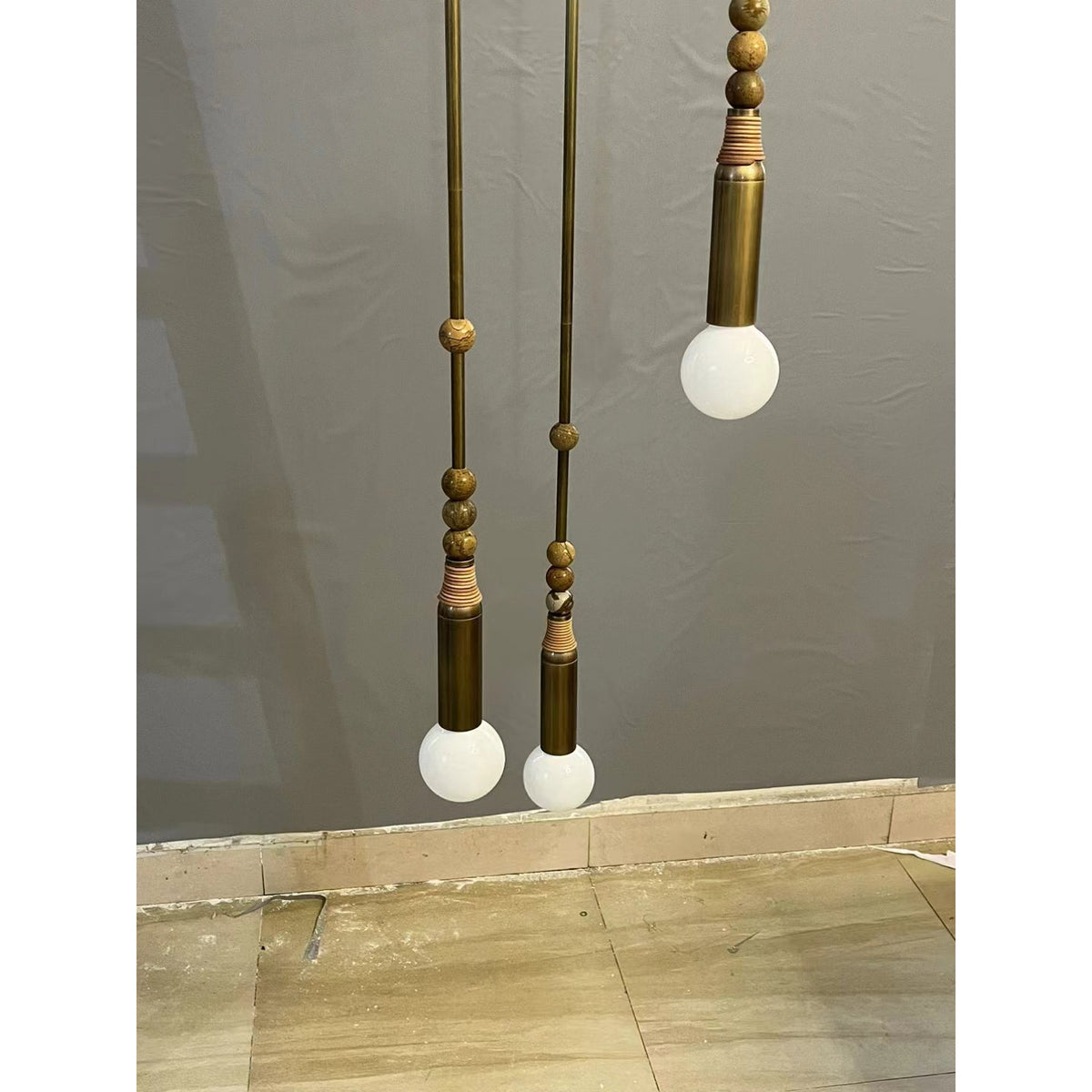 Allia Pendant Light – Natural Marble, Brass & Glass Conceptual Modern Pendant
