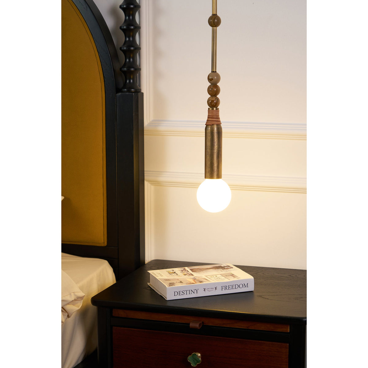 Allia Pendant Light – Natural Marble, Brass & Glass Conceptual Modern Pendant