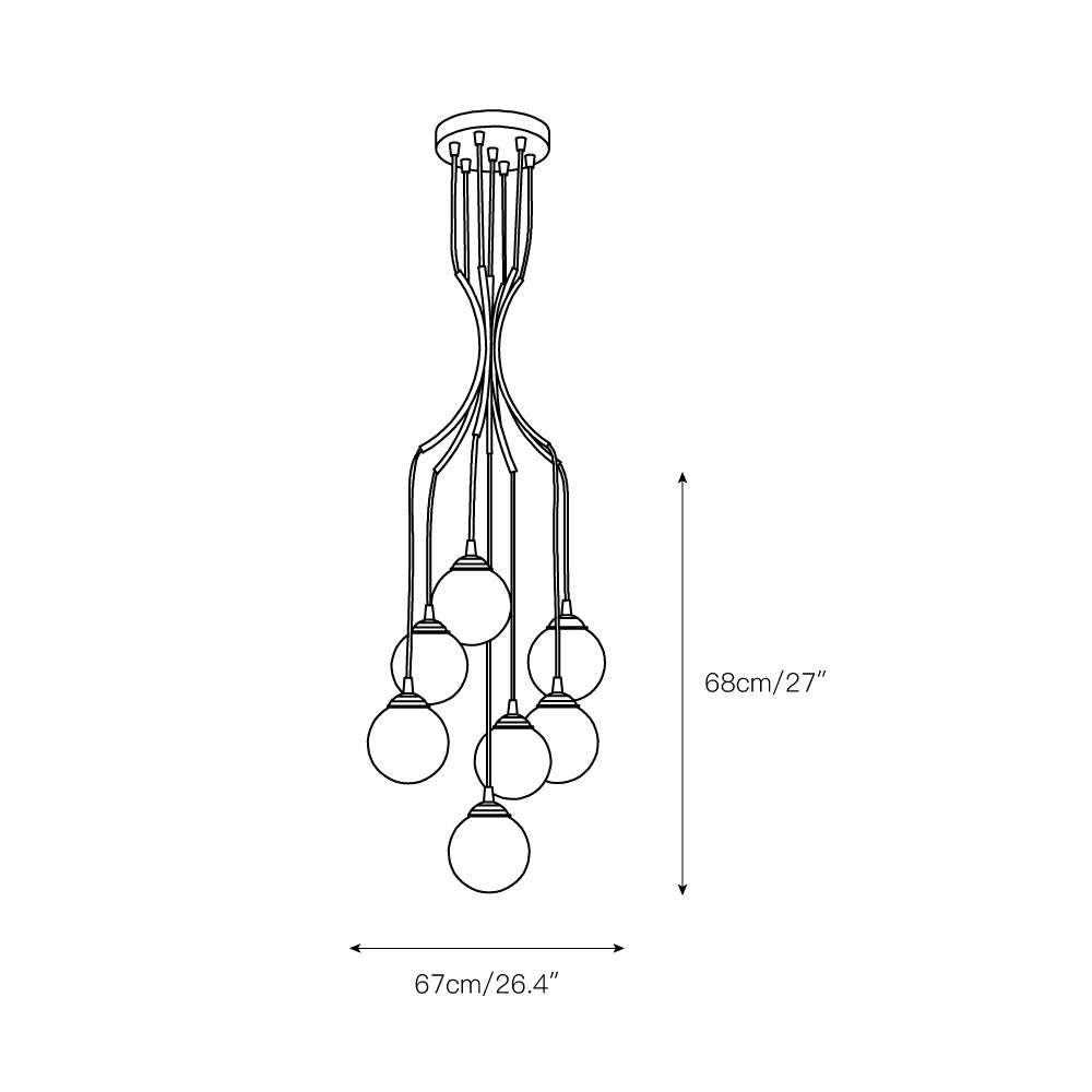 Alliyana Ball Drop Chandelier – Modern Brass & Spherical Glass Drop Statement Chandelier